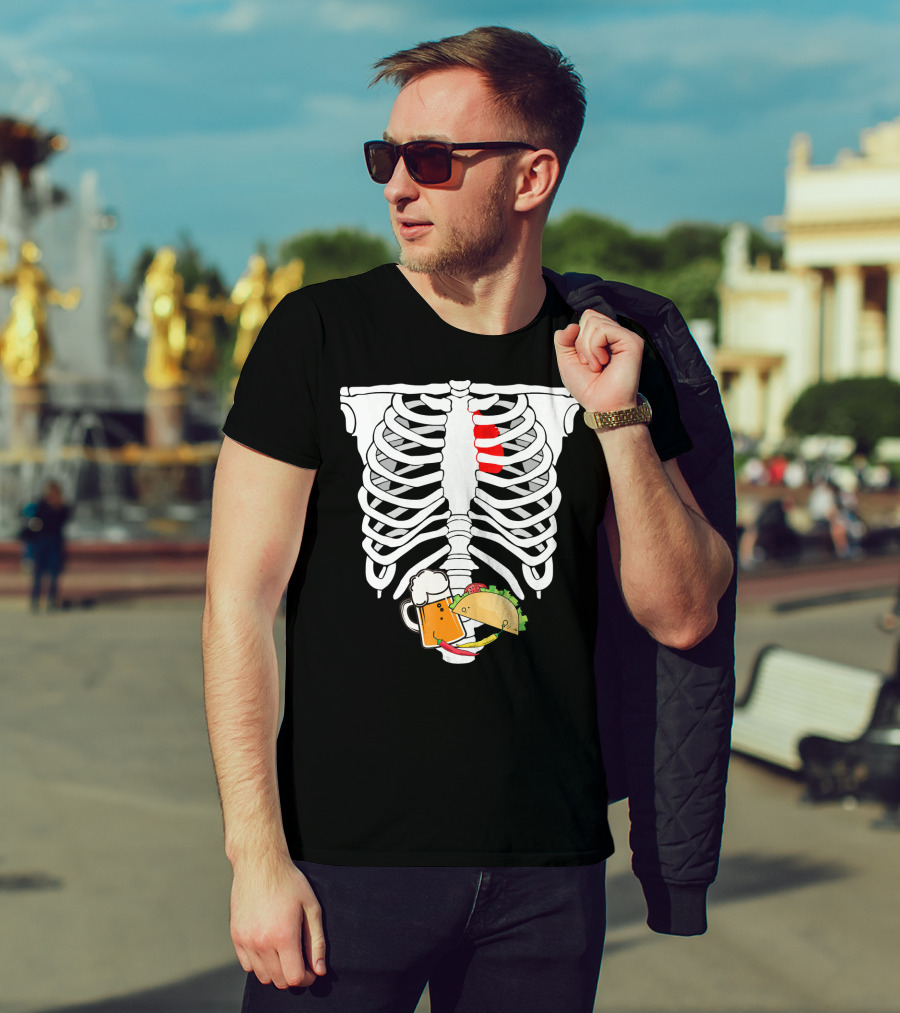 Skeleton X-Ray Taco Beer Unis T-Shirt