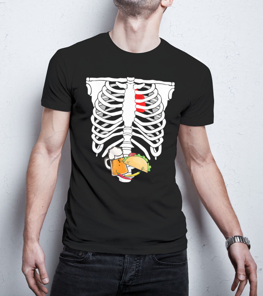 Skeleton X-Ray Taco Beer Unis T-Shirt