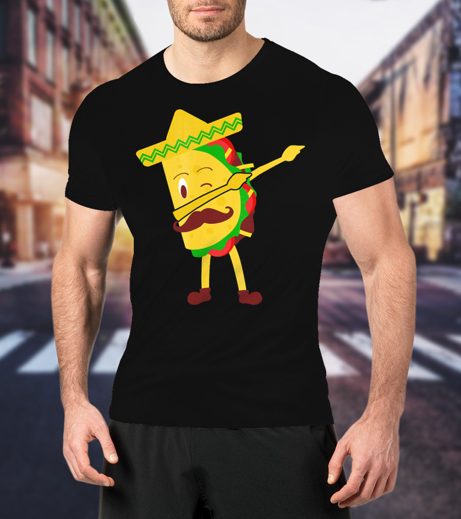 Taco Taco Lover Dabbing Sombrero Mustache T-Shirt