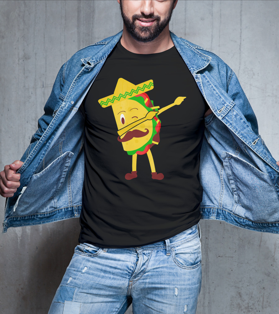 Taco Taco Lover Dabbing Sombrero Mustache T-Shirt