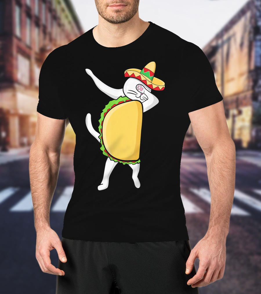 Dabbing Taco Cat Tacocat Cinco De Mayo Sombrero Fiesta T-Shirt