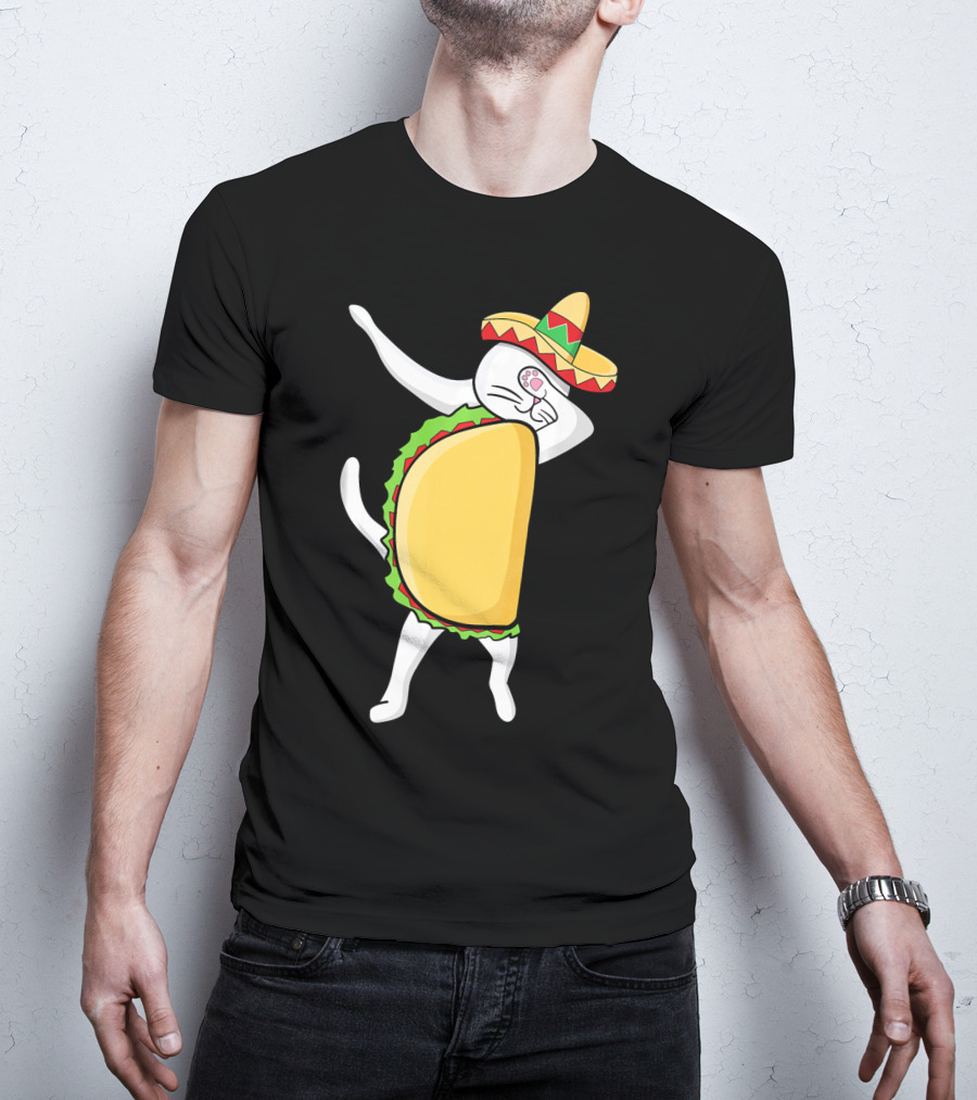 Dabbing Taco Cat Tacocat Cinco De Mayo Sombrero Fiesta T-Shirt