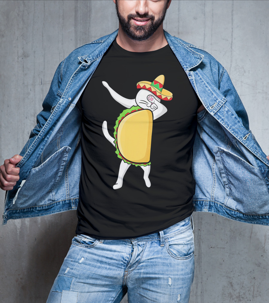 Dabbing Taco Cat Tacocat Cinco De Mayo Sombrero Fiesta T-Shirt