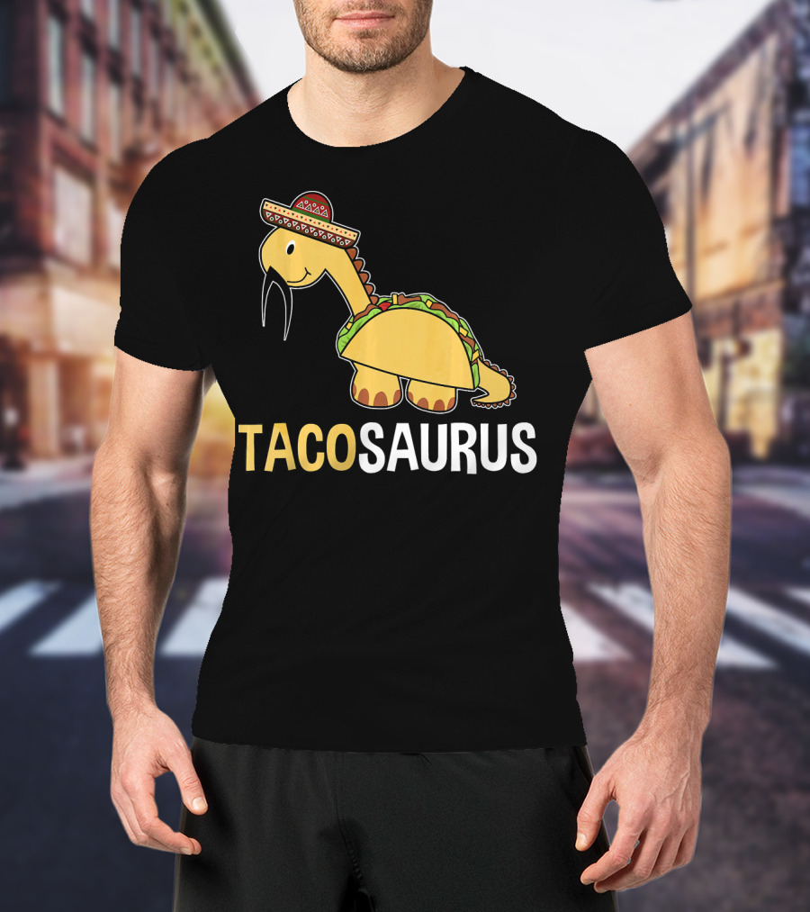 Tacosaurus Dinosaur Wearing Sombrero T-Shirt