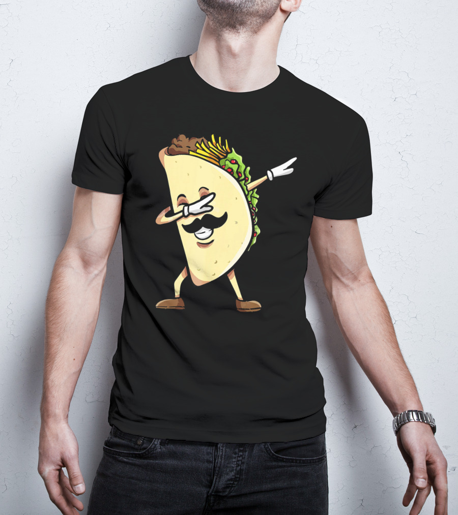 Dabbing Taco Mexican Food Lover With Mustache Dancer T-Shirt