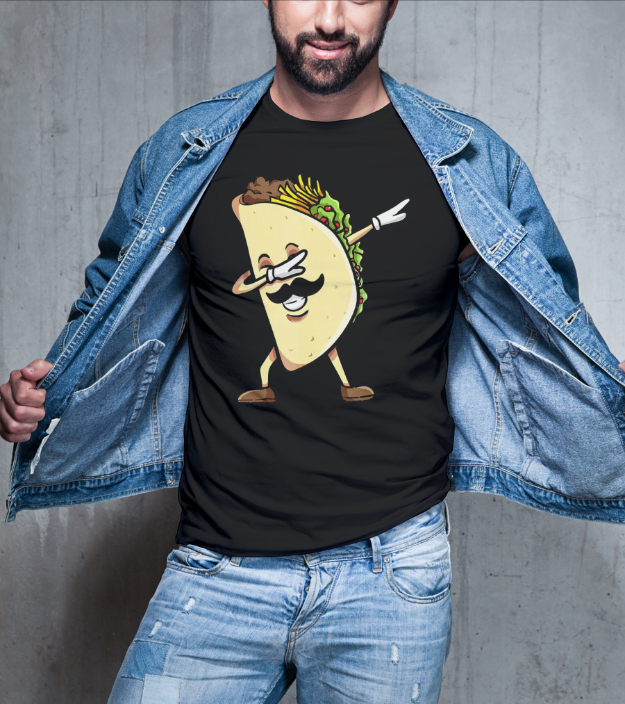Dabbing Taco Mexican Food Lover With Mustache Dancer T-Shirt