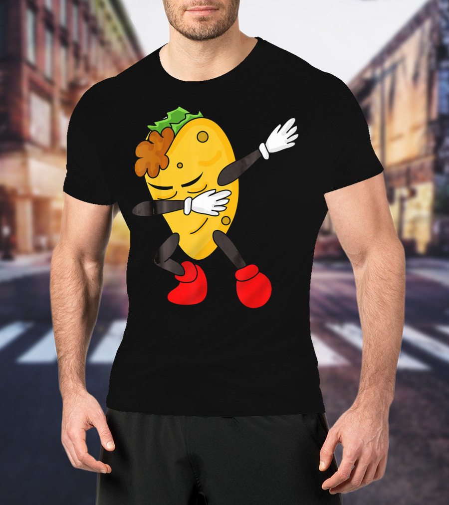 Dabbing Taco Funny Taco Lover Character With Red Shoes T-Shirt