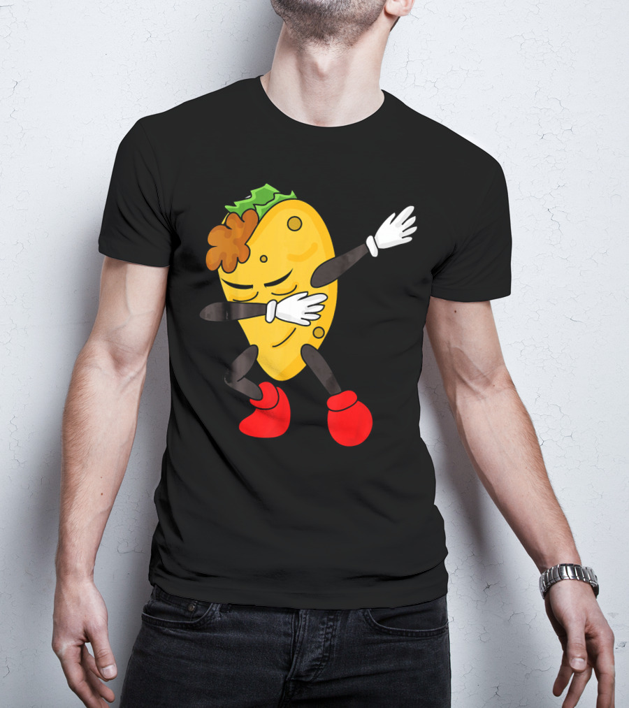 Dabbing Taco Funny Taco Lover Character With Red Shoes T-Shirt