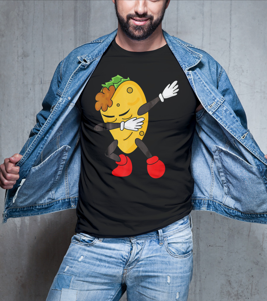 Dabbing Taco Funny Taco Lover Character With Red Shoes T-Shirt