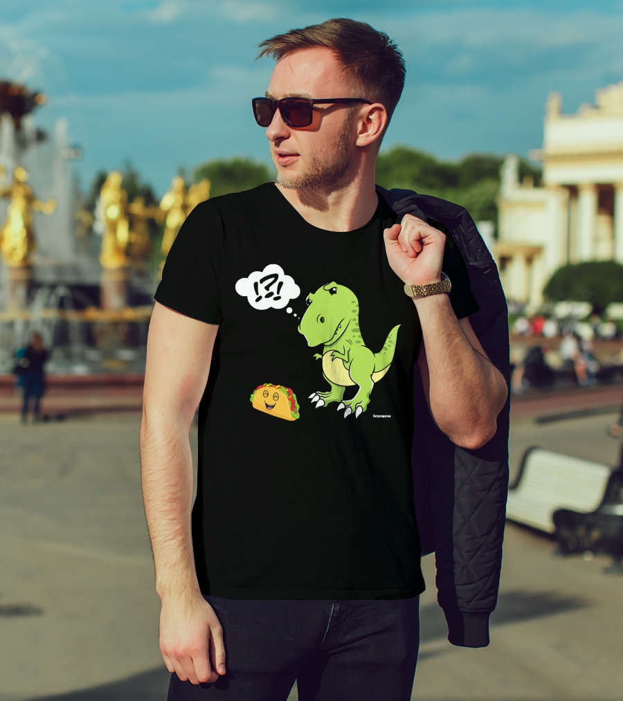 TRex Confused By Happy Taco Funny Sad Dino T-Shirt