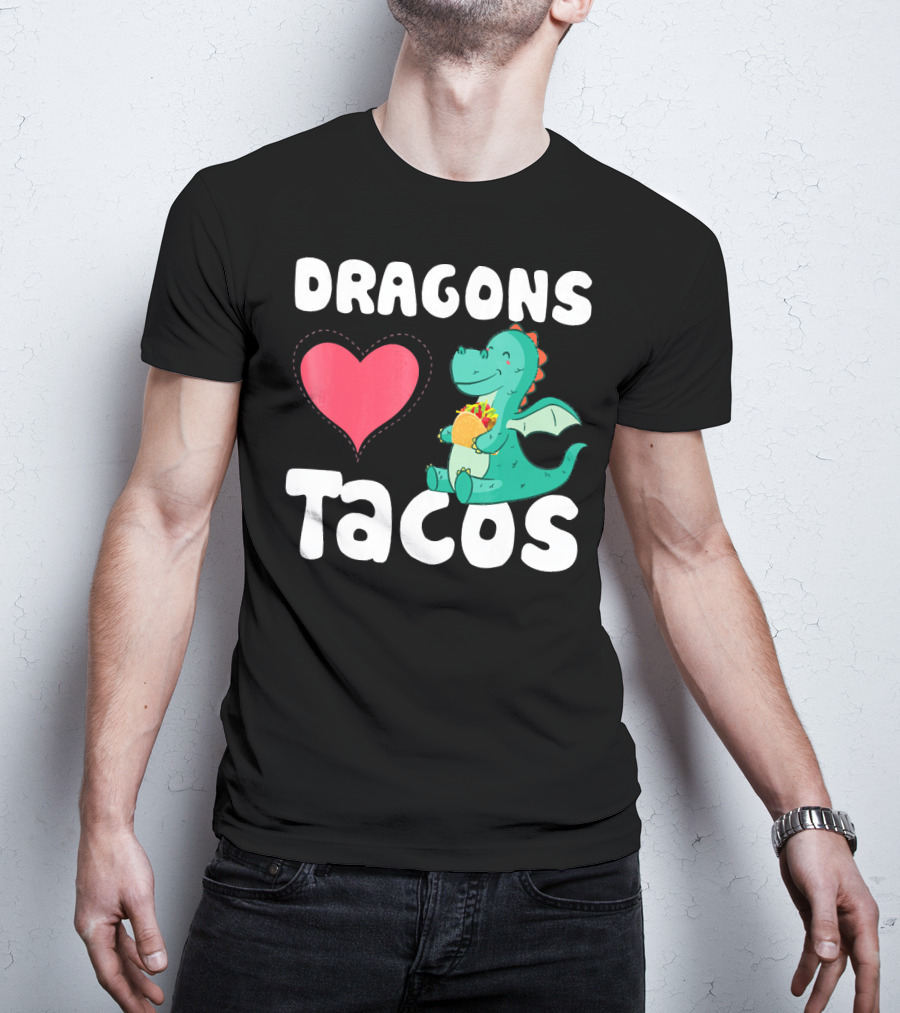 Dragons Love Tacos Heart Dragon Eating Taco T-Shirt