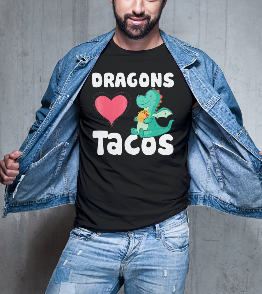 Dragons Love Tacos Heart Dragon Eating Taco T-Shirt