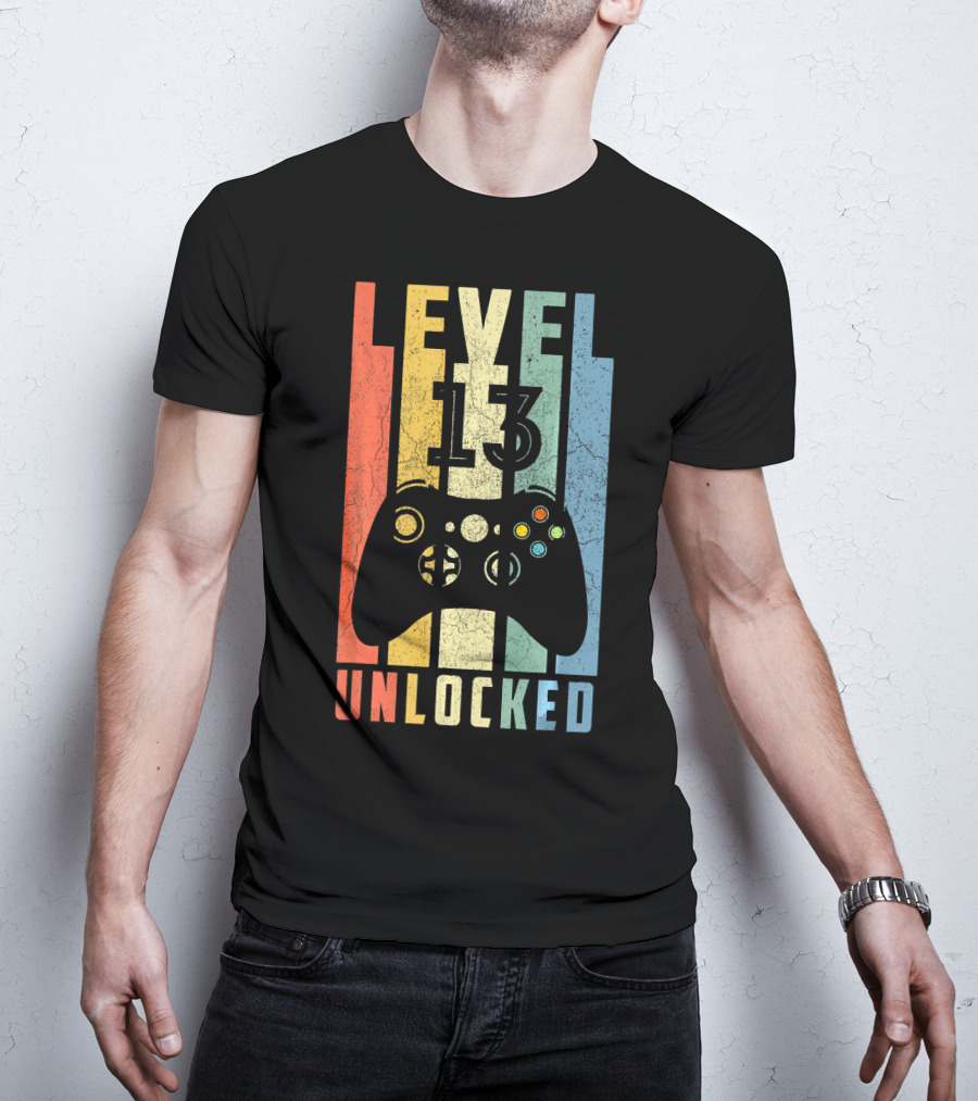 Level 13 Unlocked Video Game Controller Vintage T-Shirt