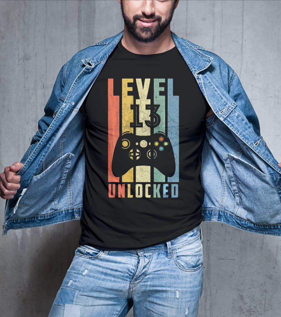 Level 13 Unlocked Video Game Controller Vintage T-Shirt