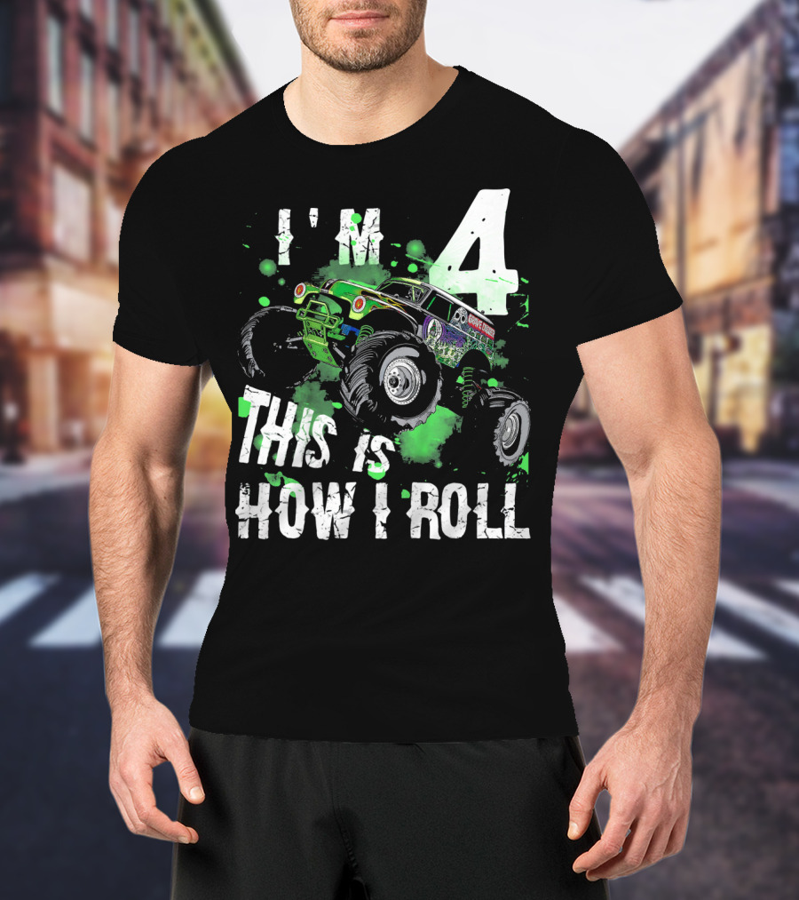 I'm 4 This Is How I Roll Monster Truck Kids T-Shirt