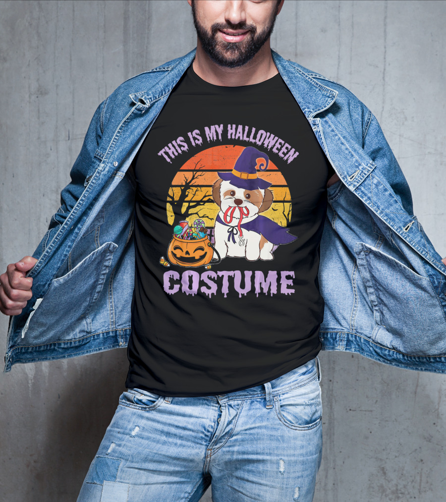 This Is My Halloween Costume Shorkie Dog Witch Pumpkin Candy T-Shirt