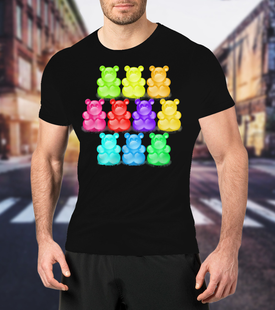 Chewy Bear Shaped Gummy Candy Delight In Vibrant Colors T-Shirt