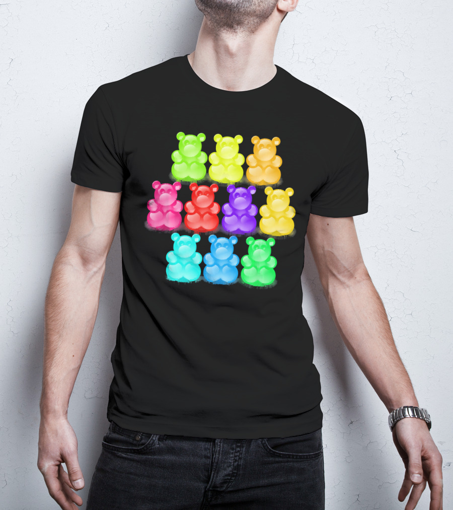 Chewy Bear Shaped Gummy Candy Delight In Vibrant Colors T-Shirt