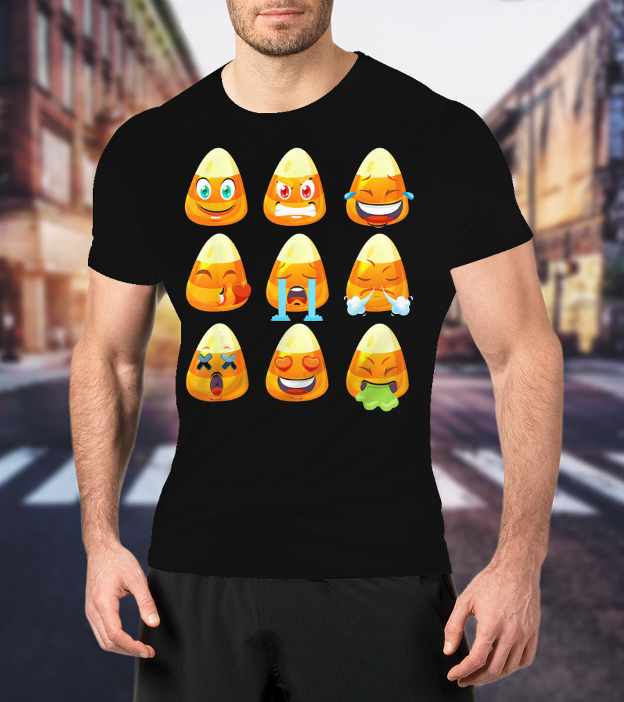 Candy Corn Emoticons Love Faces Expressions T-Shirt
