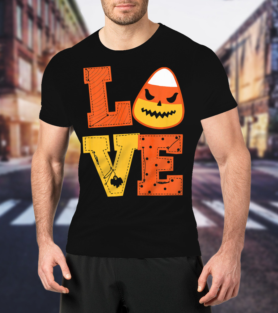 LOVE Candy Corn Halloween Pumpkin T-Shirt