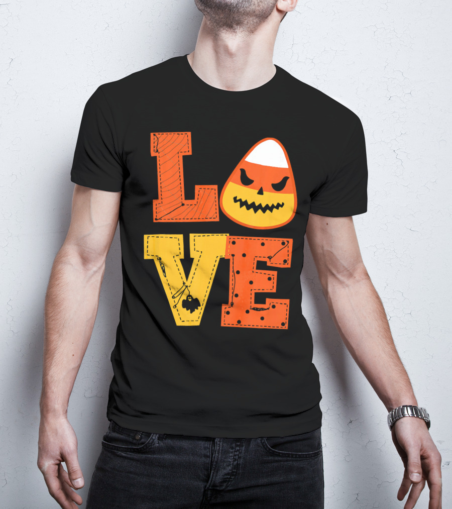 LOVE Candy Corn Halloween Pumpkin T-Shirt