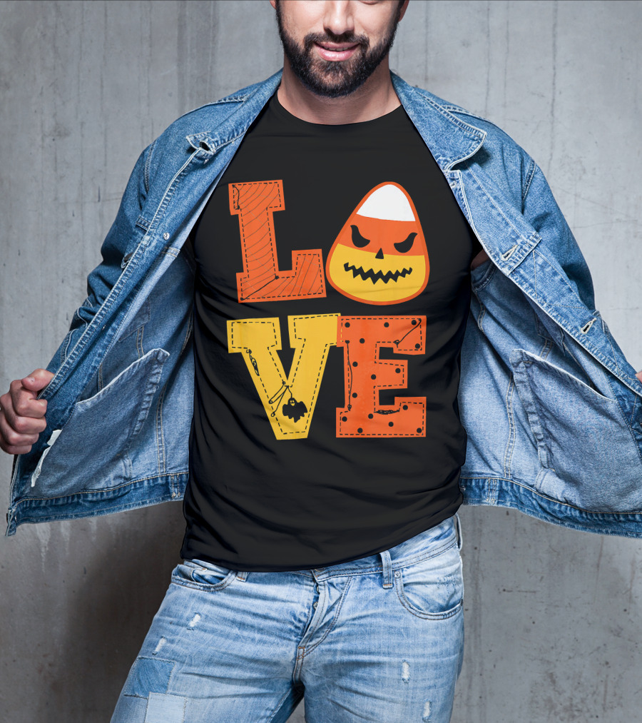 LOVE Candy Corn Halloween Pumpkin T-Shirt