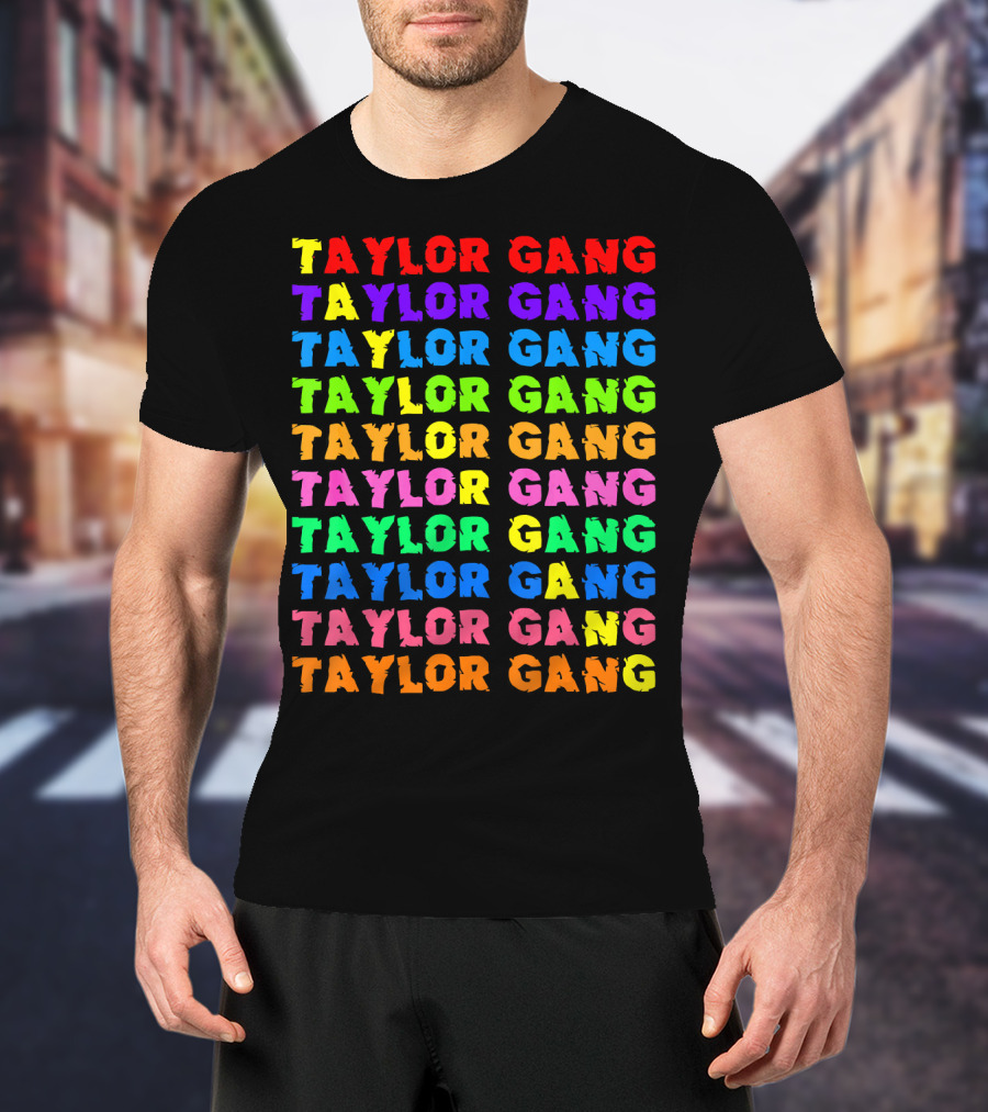 Taylor Gang Colorful Rainbow Typography T-Shirt