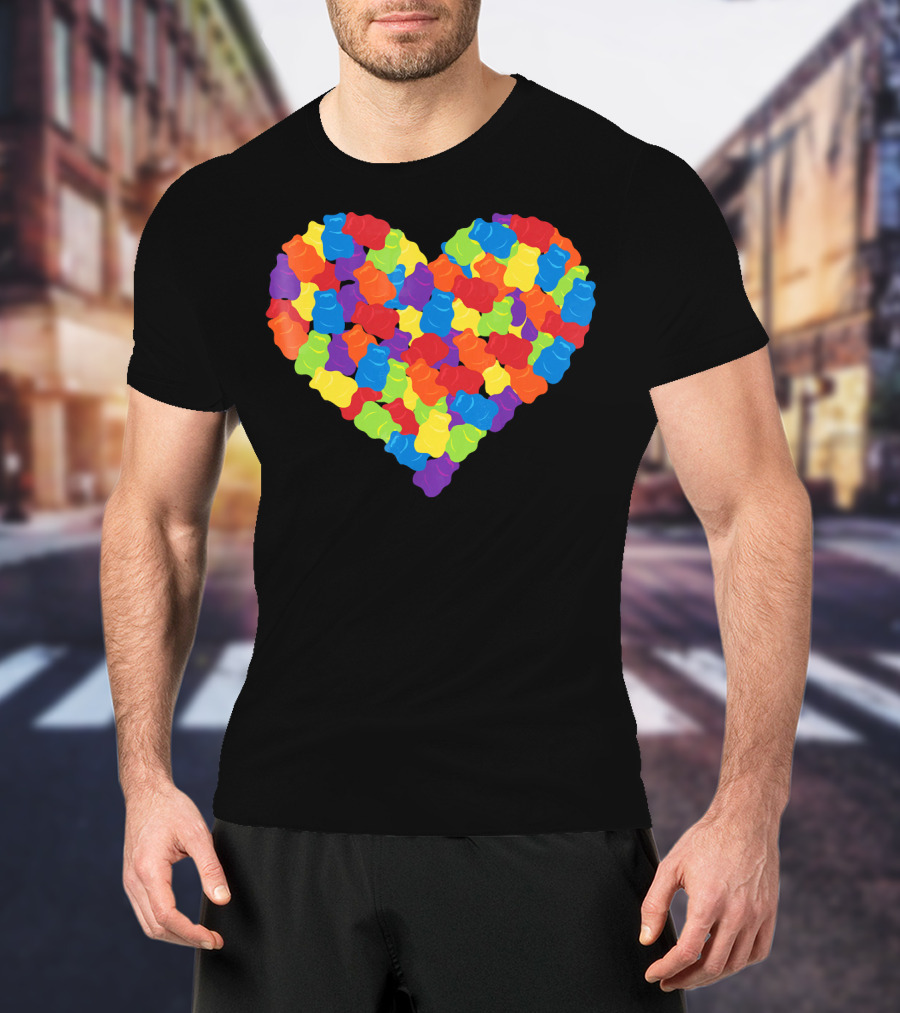 Multicolored Gummy Bears Heart Candy Chewing Bears T-Shirt