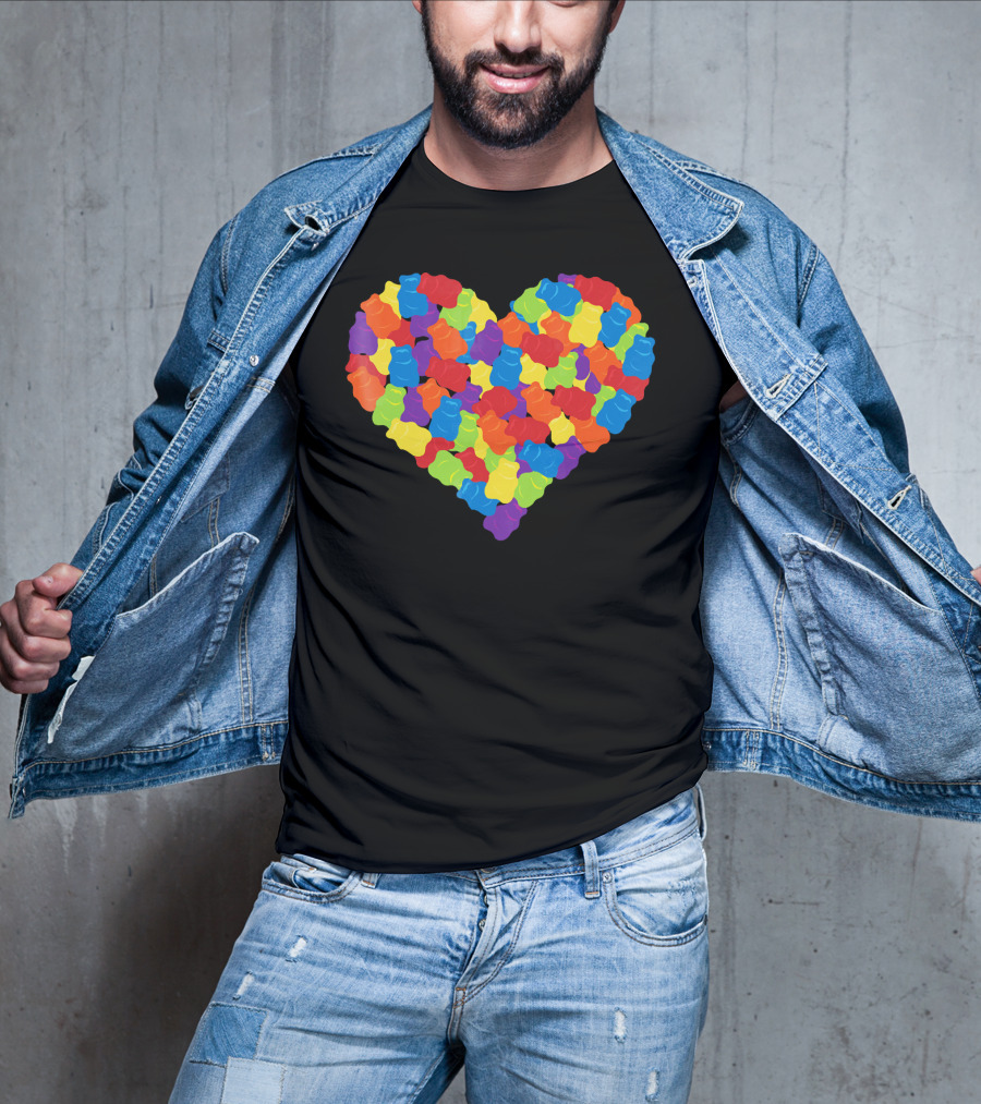 Multicolored Gummy Bears Heart Candy Chewing Bears T-Shirt