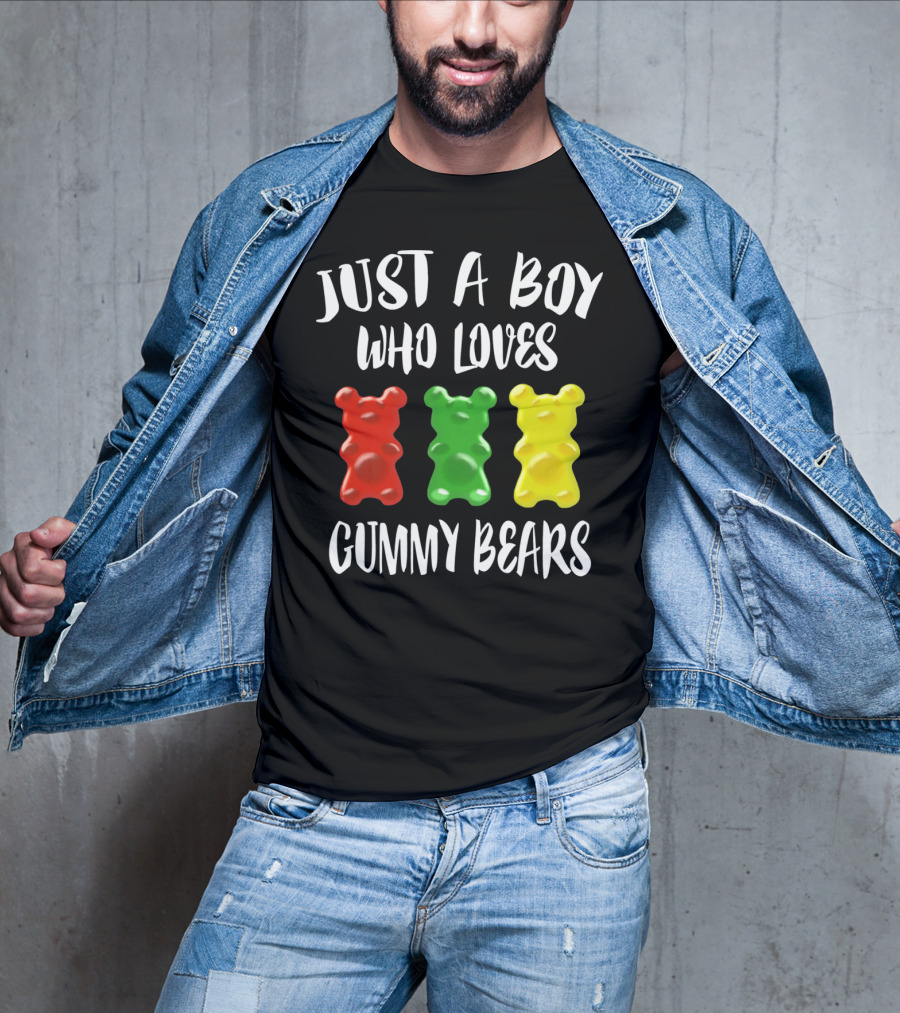 Just A Boy Who Loves Gummy Bears Red Green Yellow Bears T-Shirt