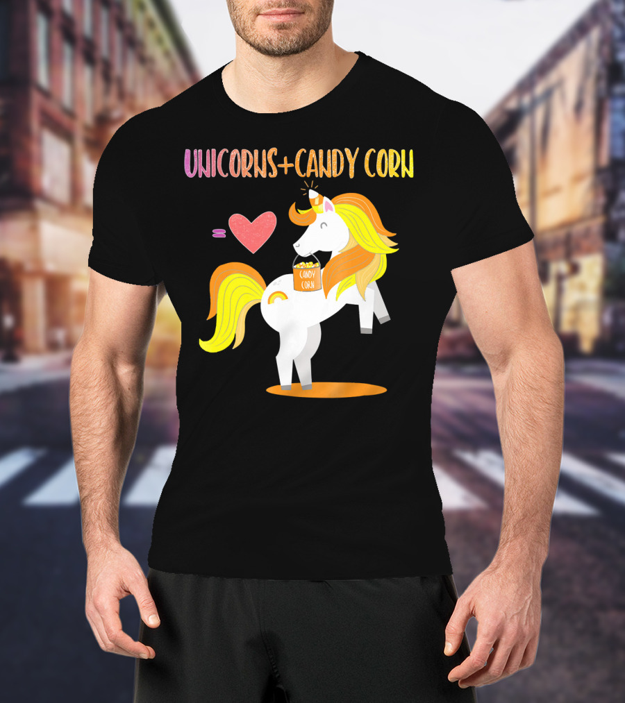 Unicorns Candy Corn Heart Equation T-Shirt