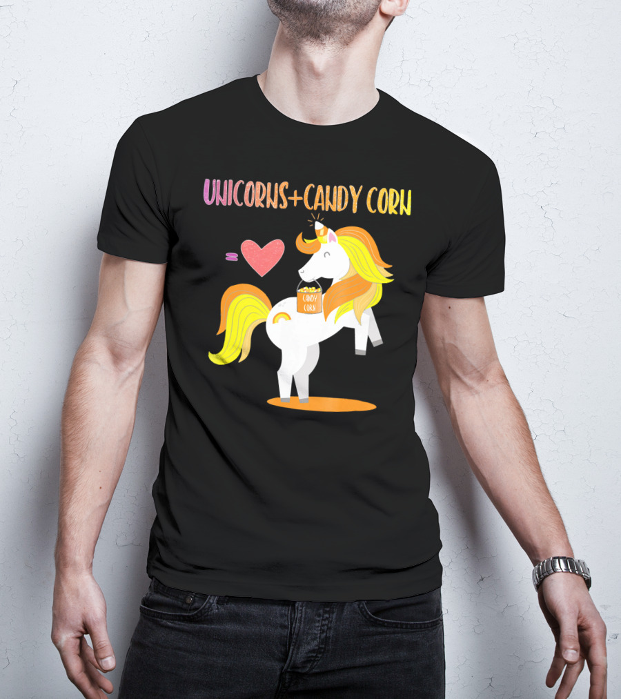 Unicorns Candy Corn Heart Equation T-Shirt