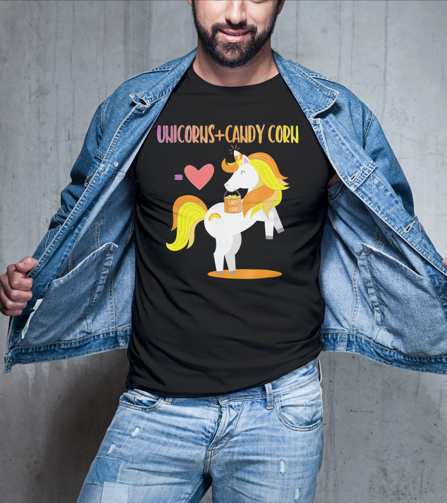 Unicorns Candy Corn Heart Equation T-Shirt