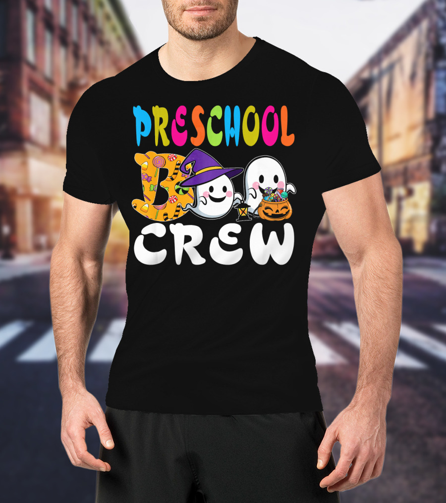 Preschool Boo Crew Halloween Ghosts Candy Wizard Hat T-Shirt