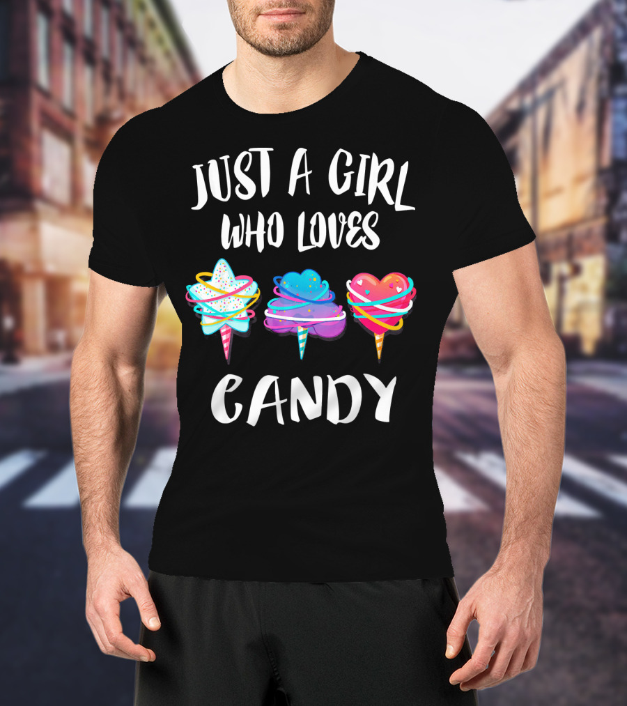 Just A Girl Who Loves Candy Colorful Hearts And Swirls T-Shirt