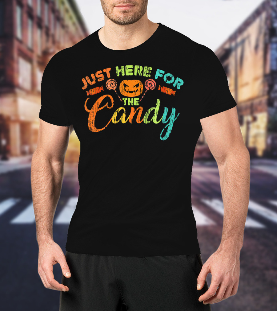 Just Here For The Candy Halloween Jack-O'-Lantern Lollipops T-Shirt