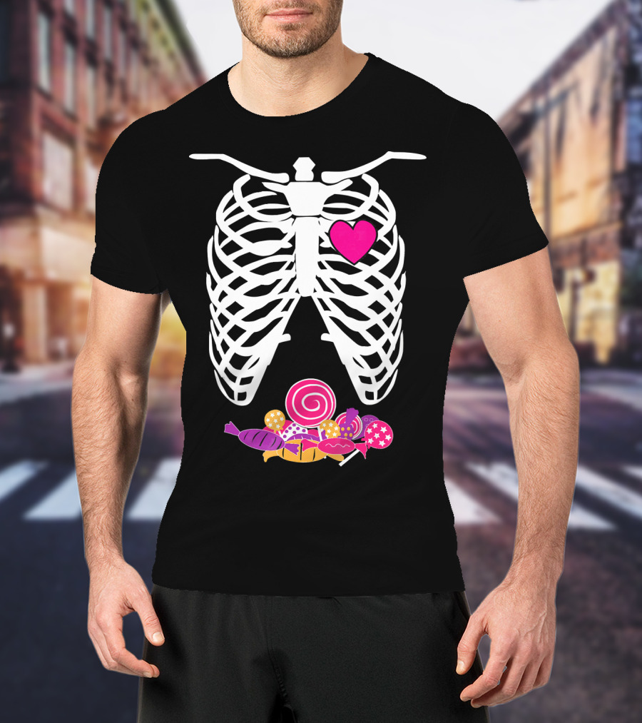 Halloween XRay Skeleton Rib Cage Heart Candy T-Shirt