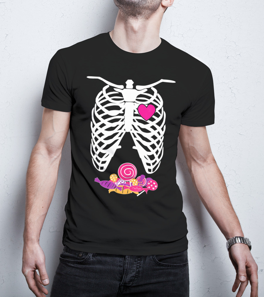Halloween XRay Skeleton Rib Cage Heart Candy T-Shirt