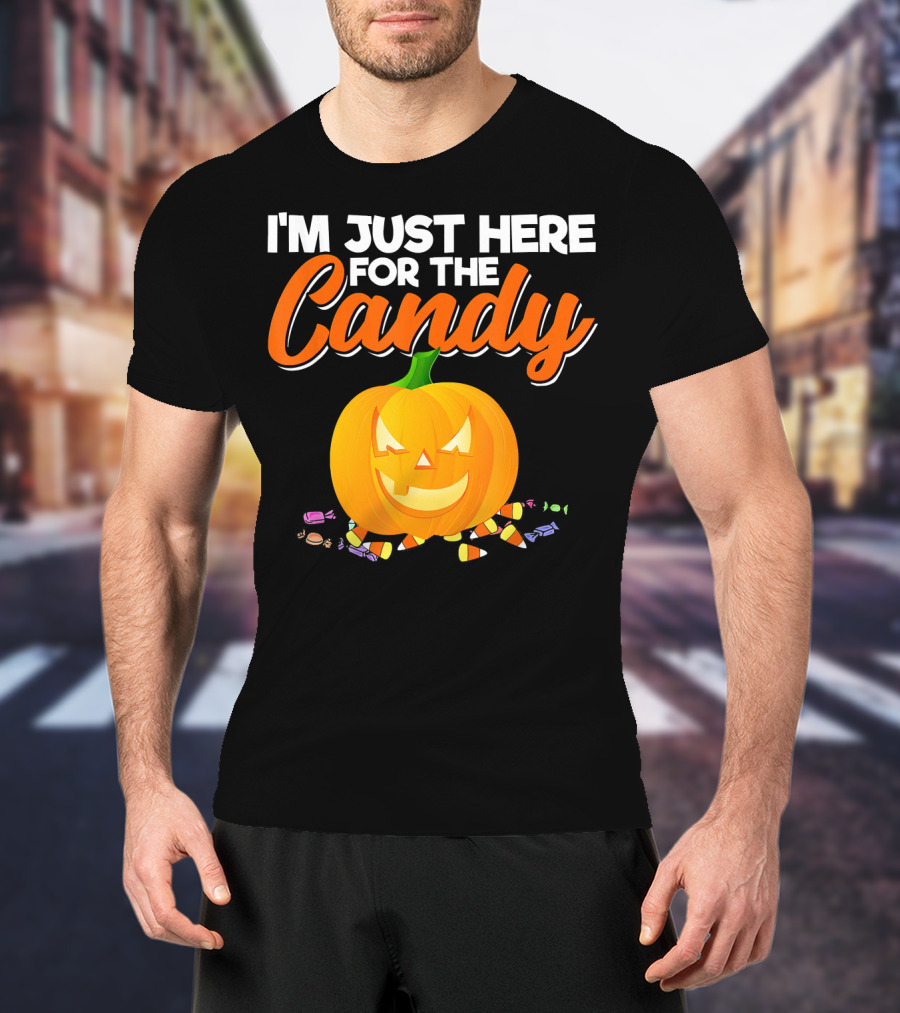 I'm Just Here For The Candy Pumpkin Halloween Candy Corn T-Shirt