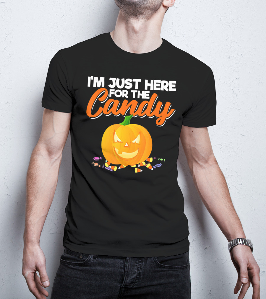 I'm Just Here For The Candy Pumpkin Halloween Candy Corn T-Shirt