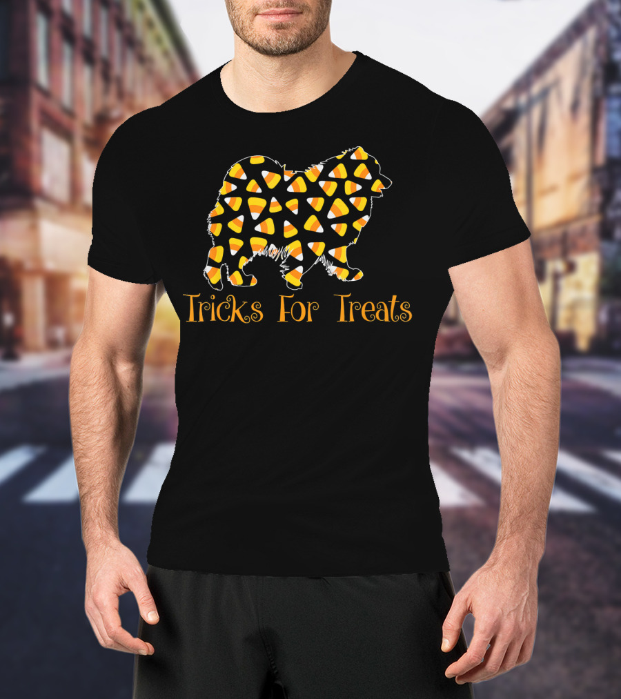 Tricks For Treats Candy Corn Samoyed Halloween T-Shirt