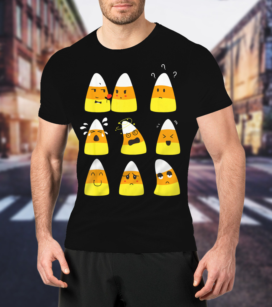 Candy Corn Emoticons Expressive Faces T-Shirt