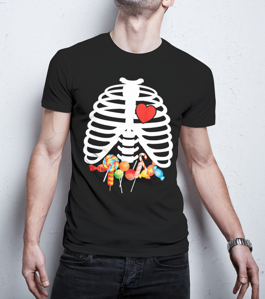 Xray Skeleton Rib Cage Heart Sweet Candy Lollipops T-Shirt