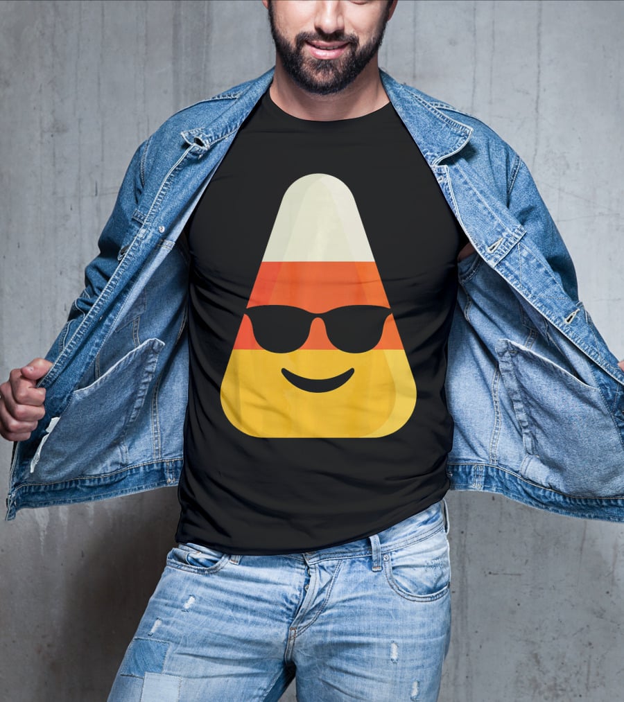 Candy Corn Emoji With Sunglasses Cool Shades T-Shirt