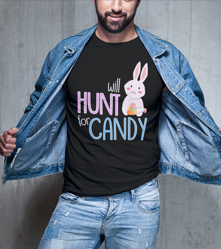 Will Hunt For Candy Bunny Easter Kids Funny Egg T-Shirt