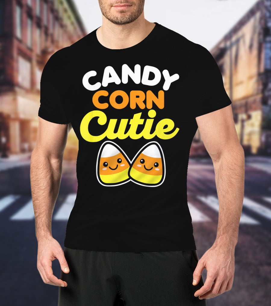 Candy Corn Cutie Halloween Smiling Kawaii Candy Corn Characters T-Shirt