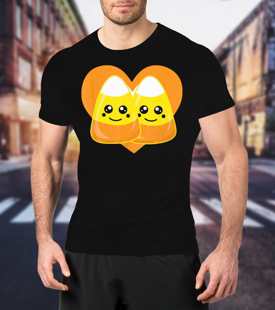 Love Candy Corn Cute Heart Kawaii Candy Corn Duo T-Shirt
