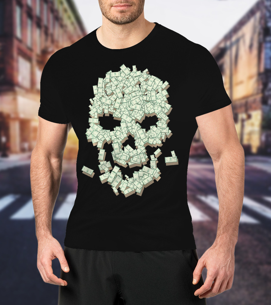 Dollar Skull Skeleton Money Stack T-Shirt