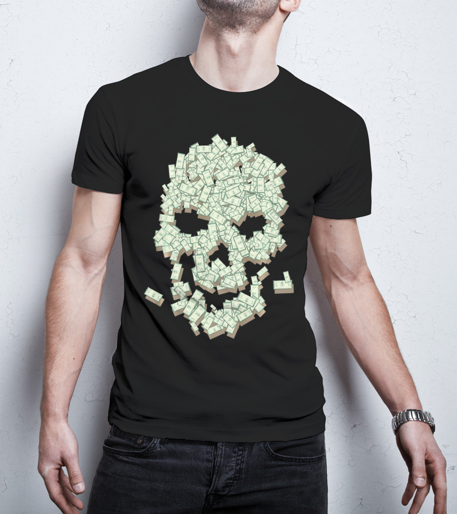 Dollar Skull Skeleton Money Stack T-Shirt