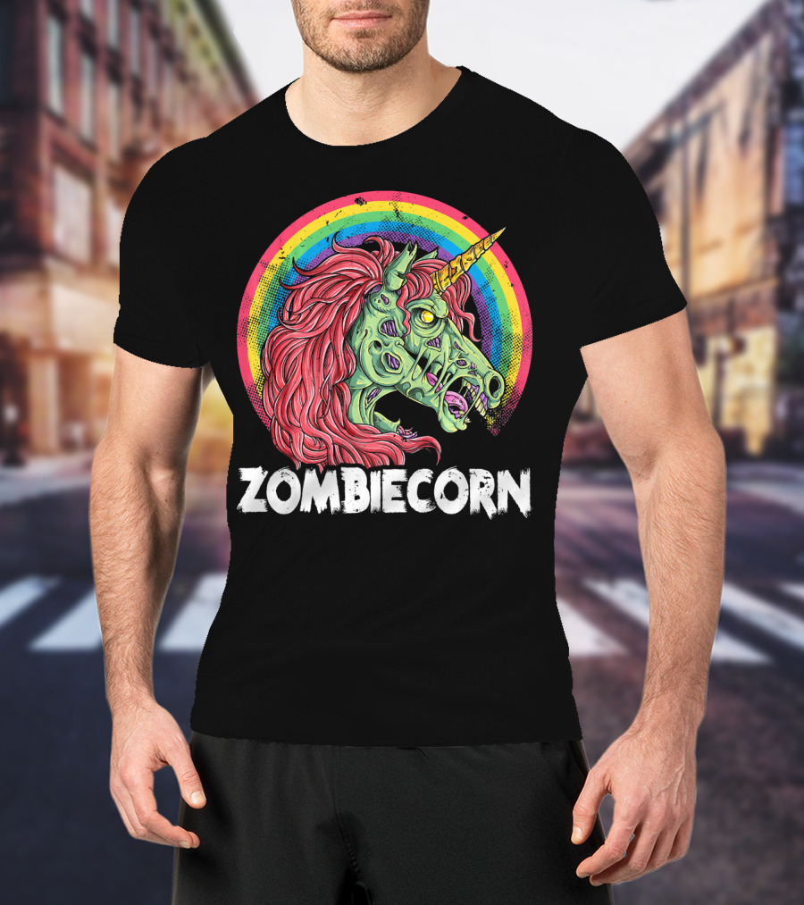 Zombiecorn Unicorn Zombie Rainbow T-Shirt